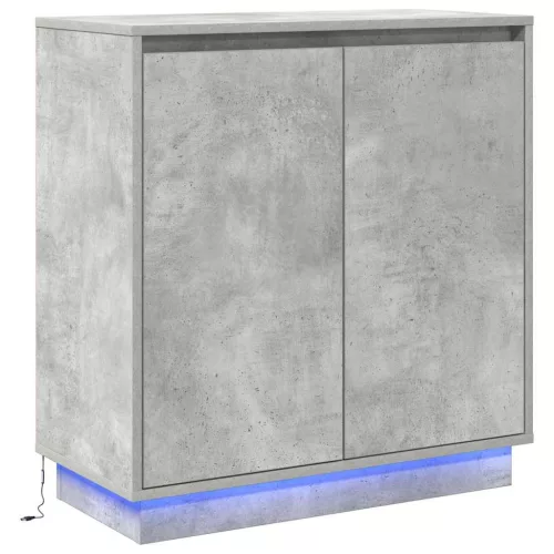 Komód LED -es lámpákkal Beton Szürke 71 x 34.5 x 75 cm Faanyag
