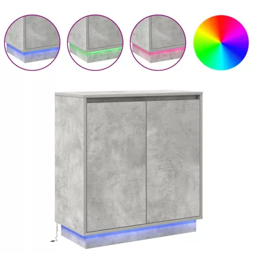Komód LED -es lámpákkal Beton Szürke 71 x 34.5 x 75 cm Faanyag
