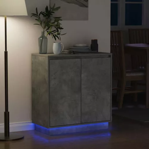 Komód LED -es lámpákkal Beton Szürke 71 x 34.5 x 75 cm Faanyag