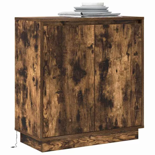 Komód LED -es lámpákkal Füstölt tölgy 71 x 34.5 x 75 cm Faanyag