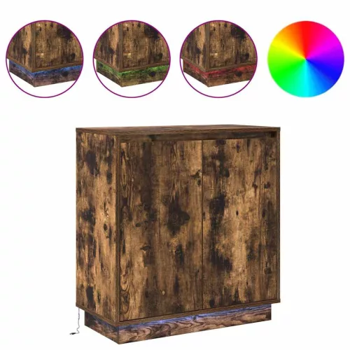 Komód LED -es lámpákkal Füstölt tölgy 71 x 34.5 x 75 cm Faanyag