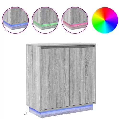 Komód LED -es lámpákkal Szürke Sonoma 71 x 34.5 x 75 cm Faanyag