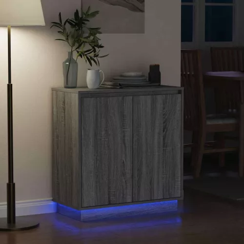 Komód LED -es lámpákkal Szürke Sonoma 71 x 34.5 x 75 cm Faanyag