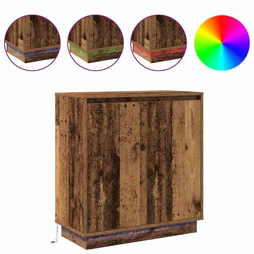 Komód LED -es lámpákkal Öreg fa 71 x 34.5 x 75 cm Faanyag