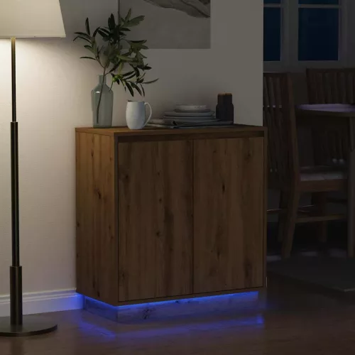 Komód LED -es lámpákkal Artisan tölgy 71 x 34.5 x 75 cm Faanyag