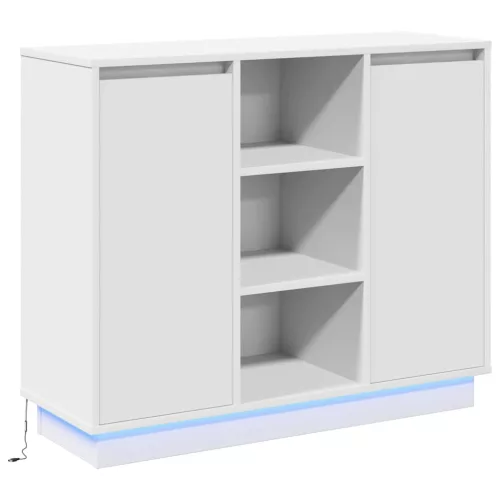 Oldalszekrény LED -es lámpákkal Fehér 90 x 32 x 75 cm Faanyag