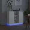 Oldalszekrény LED -es lámpákkal Fehér 90 x 32 x 75 cm Faanyag