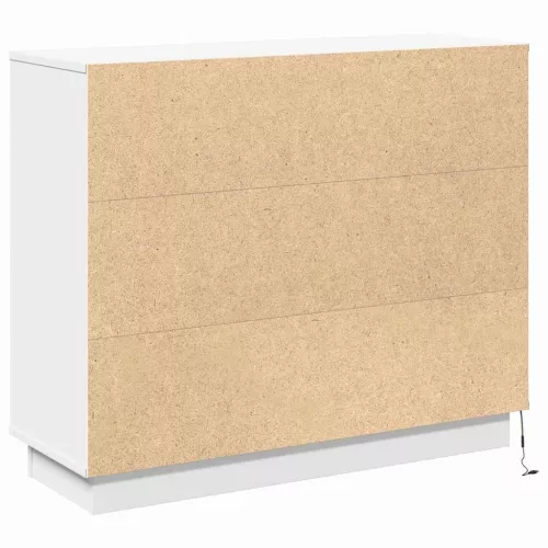 Oldalszekrény LED -es lámpákkal Fehér 90 x 32 x 75 cm Faanyag