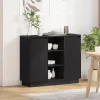 Oldalszekrény polcokkal Fekete tölgy 90 x 32 x 75 cm Faanyag