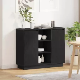   Oldalszekrény polcokkal Fekete tölgy 90 x 32 x 75 cm Faanyag