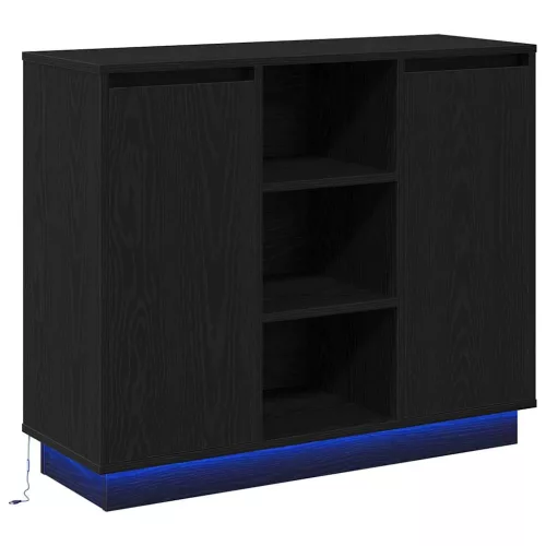 Oldalszekrény polcokkal Fekete tölgy 90 x 32 x 75 cm Faanyag