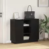 Oldalszekrény polcokkal Fekete tölgy 90 x 32 x 75 cm Faanyag