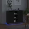 Oldalszekrény polcokkal Fekete tölgy 90 x 32 x 75 cm Faanyag
