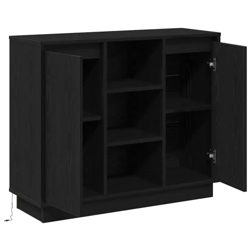 Oldalszekrény polcokkal Fekete tölgy 90 x 32 x 75 cm Faanyag