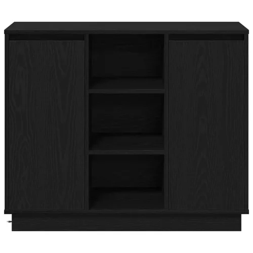 Oldalszekrény polcokkal Fekete tölgy 90 x 32 x 75 cm Faanyag