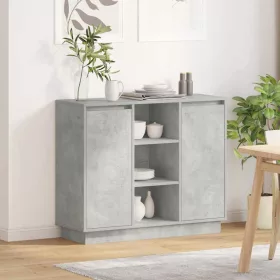   Oldalszekrény polcokkal Beton Szürke 90 x 32 x 75 cm Faanyag