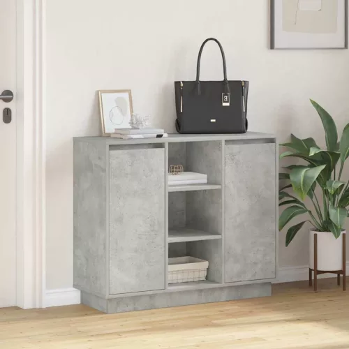Oldalszekrény polcokkal Beton Szürke 90 x 32 x 75 cm Faanyag