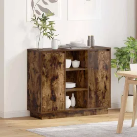   Oldalszekrény polcokkal Füstölt tölgy 90 x 32 x 75 cm Faanyag