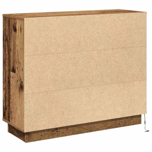 Oldalszekrény LED -es lámpákkal Öreg fa 90 x 32 x 75 cm Faanyag
