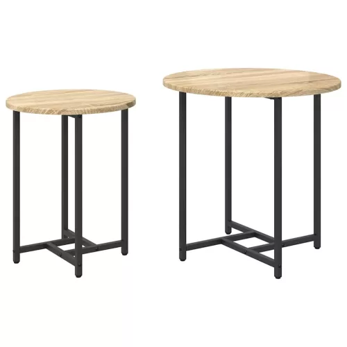 Kisasztal készlet 2 pcs Sonoma tölgy és Fekete 50 x 50 x 50 cm