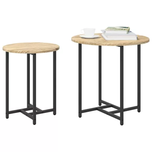Kisasztal készlet 2 pcs Sonoma tölgy és Fekete 50 x 50 x 50 cm