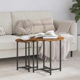  Kisasztal készlet 2 pcs Füstölt tölgy és Fekete 50 x 50 x 50 cm