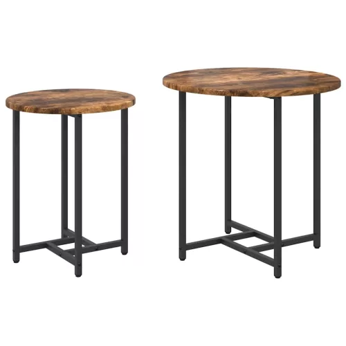 Kisasztal készlet 2 pcs Füstölt tölgy és Fekete 50 x 50 x 50 cm