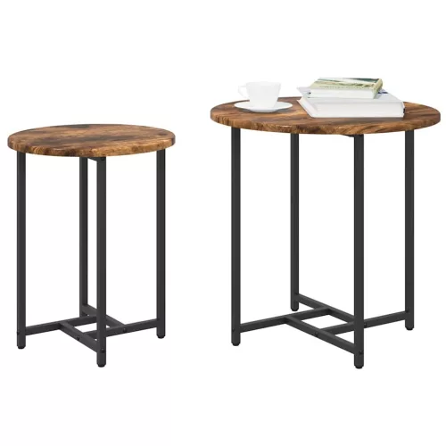 Kisasztal készlet 2 pcs Füstölt tölgy és Fekete 50 x 50 x 50 cm