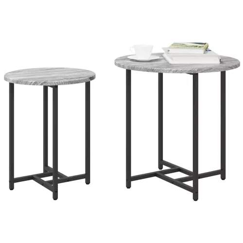Kisasztal készlet 2 pcs Szürke sonoma és Fekete 50 x 50 x 50 cm