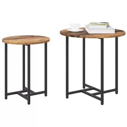 Kisasztal készlet 2 pcs Régi fa és fekete 50 x 50 x 50 cm