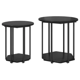   Kisasztal készlet polcokkal 2 pcs Musta tammi 50 x 50 x 50.5 cm