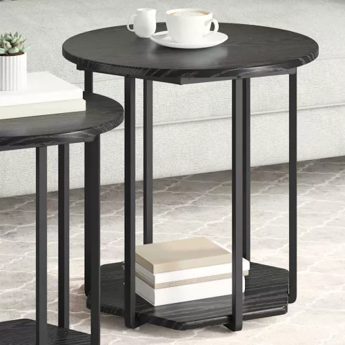 Kisasztal készlet polcokkal 2 pcs Musta tammi 50 x 50 x 50.5 cm