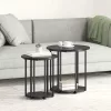 Kisasztal készlet polcokkal 2 pcs Musta tammi 50 x 50 x 50.5 cm
