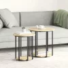Kisasztal készlet polcokkal 2 pcs Sonoma tölgy és Fekete