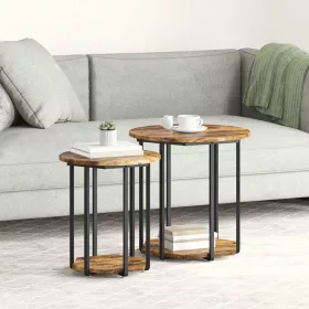   Kisasztal készlet polcokkal 2 pcs Füstölt tölgy és Fekete