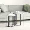 Kisasztal készlet polcokkal 2 pcs Szürke sonoma és Fekete