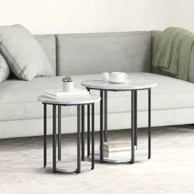 Kisasztal készlet polcokkal 2 pcs Szürke sonoma és Fekete