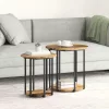 Kisasztal készlet 2 pcs Régi fa és fekete 50 x 50 x 50.5 cm
