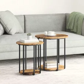   Kisasztal készlet 2 pcs Régi fa és fekete 50 x 50 x 50.5 cm