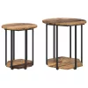 Kisasztal készlet 2 pcs Régi fa és fekete 50 x 50 x 50.5 cm