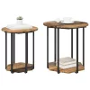 Kisasztal készlet 2 pcs Régi fa és fekete 50 x 50 x 50.5 cm