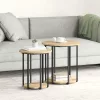 Kisasztal készlet polcokkal 2 pcs Artisan tölgy és fekete