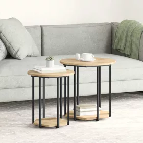 Kisasztal készlet polcokkal 2 pcs Artisan tölgy és fekete