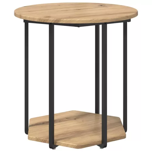 Kisasztal készlet polcokkal 2 pcs Artisan tölgy és fekete