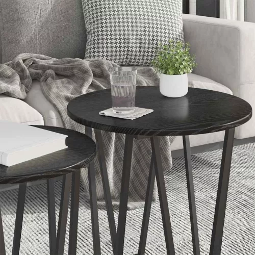 Kisasztal készlet 2 pcs Musta tammi 50 x 50 x 50.5 cm