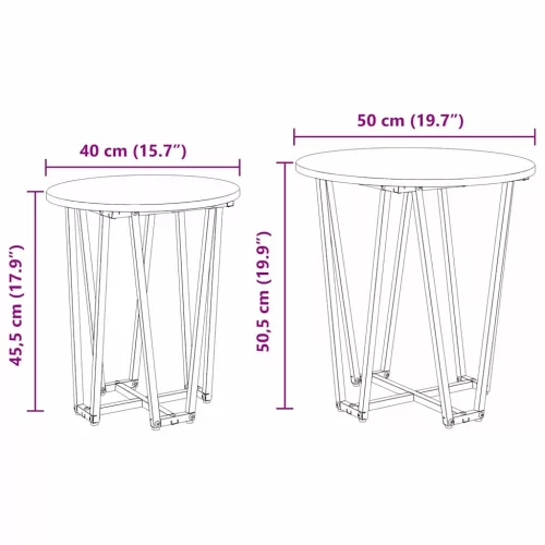 Kisasztal készlet 2 pcs Musta tammi 50 x 50 x 50.5 cm