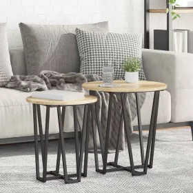 Kisasztal készlet 2 pcs Sonoma tölgy és Fekete