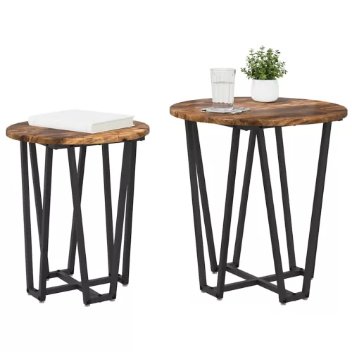 Kisasztal készlet 2 pcs Füstölt tölgy és Fekete