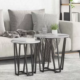 Kisasztal készlet 2 pcs Szürke sonoma és Fekete
