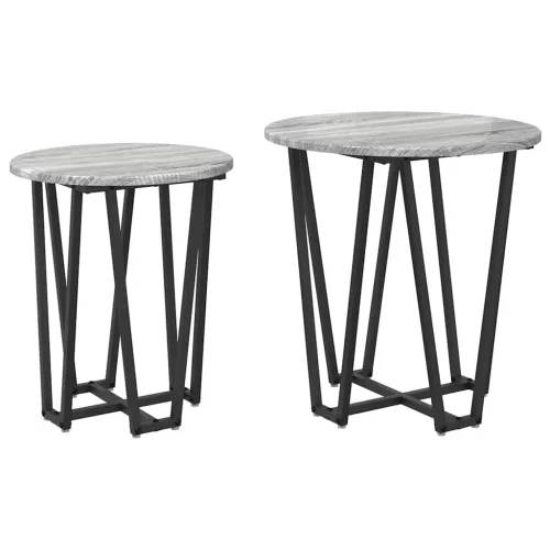Kisasztal készlet 2 pcs Szürke sonoma és Fekete